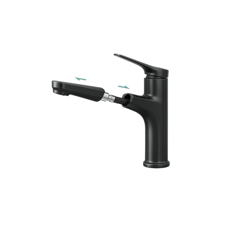 MONOMANDO PARA LAVABO CON ROCIADOR EXTRAÍBLE FOLGVEX – NEGRO MATE