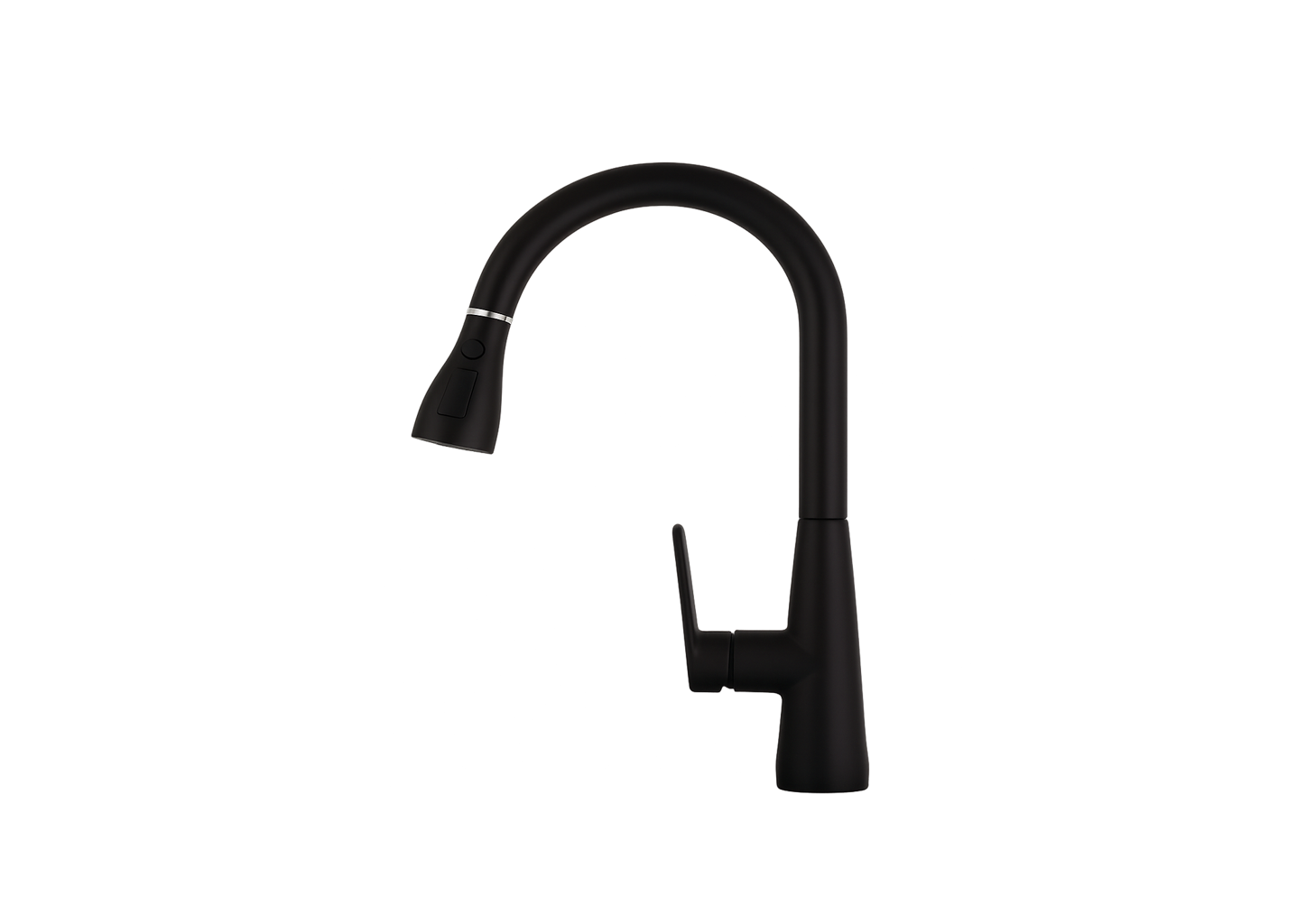 MONOMANDO DE FREGADERO DE CUELLO ALTO CON CABEZAL EXTRAÍBLE Y SELECTOR DE FLUJO EN ACABADO NEGRO MATE FOLGVEX