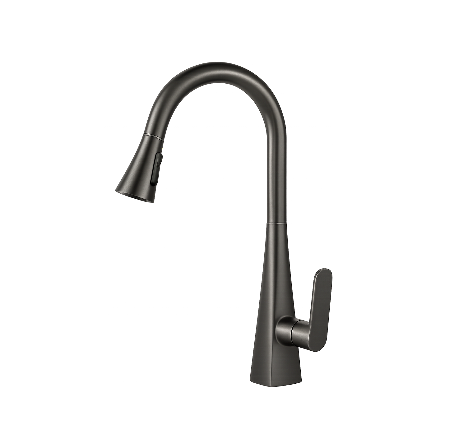 MONOMANDO DE FREGADERO CON CABEZAL EXTRAÍBLE Y ARCO ALTO GIRATORIO 360° EN ACABADO GUNMETAL FOLGVEX