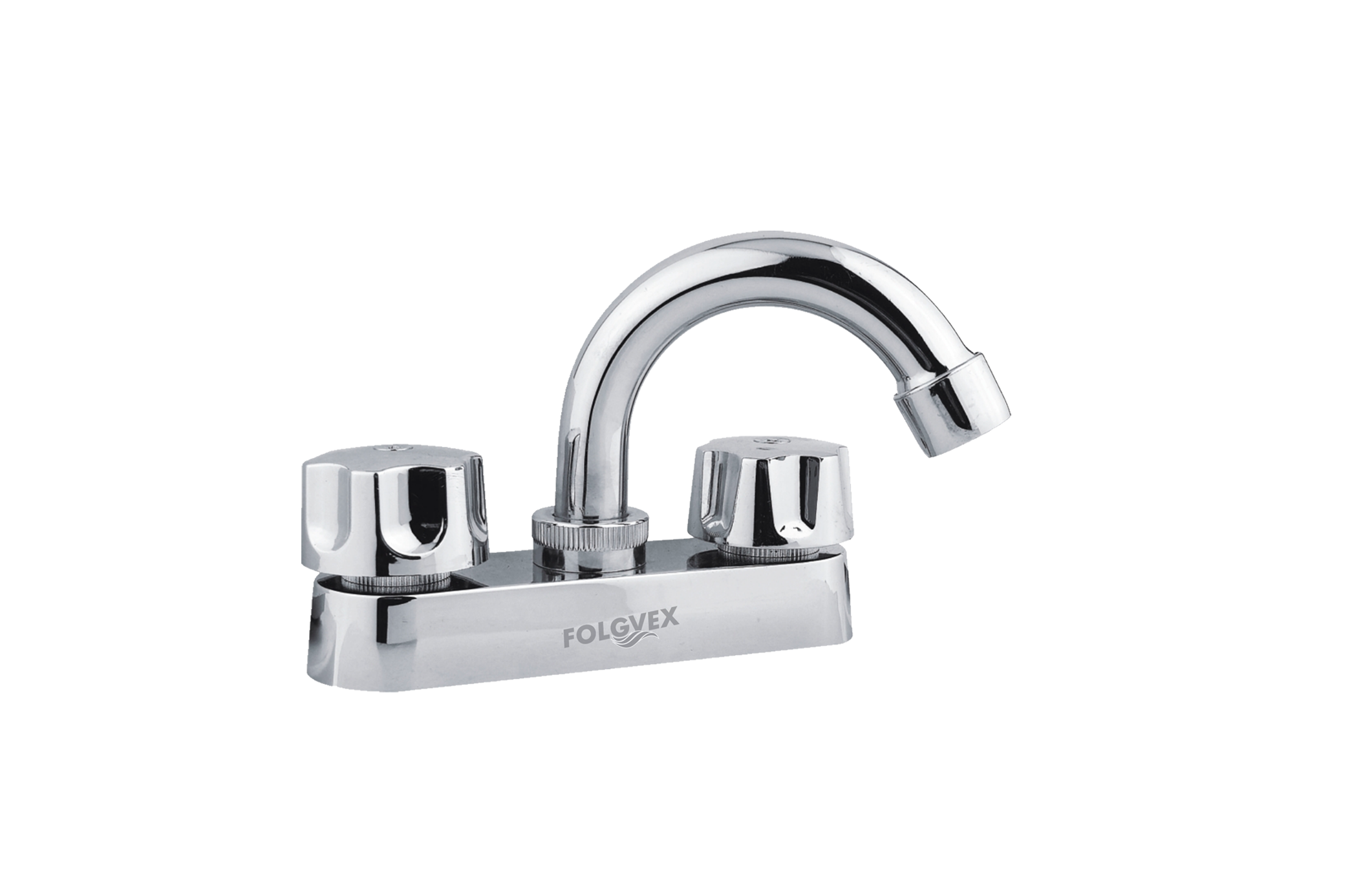 MEZCLADORA PARA LAVABO FOLGVEX · CUELLO MEDIO COMPACTO CON PERILLAS METÁLICAS