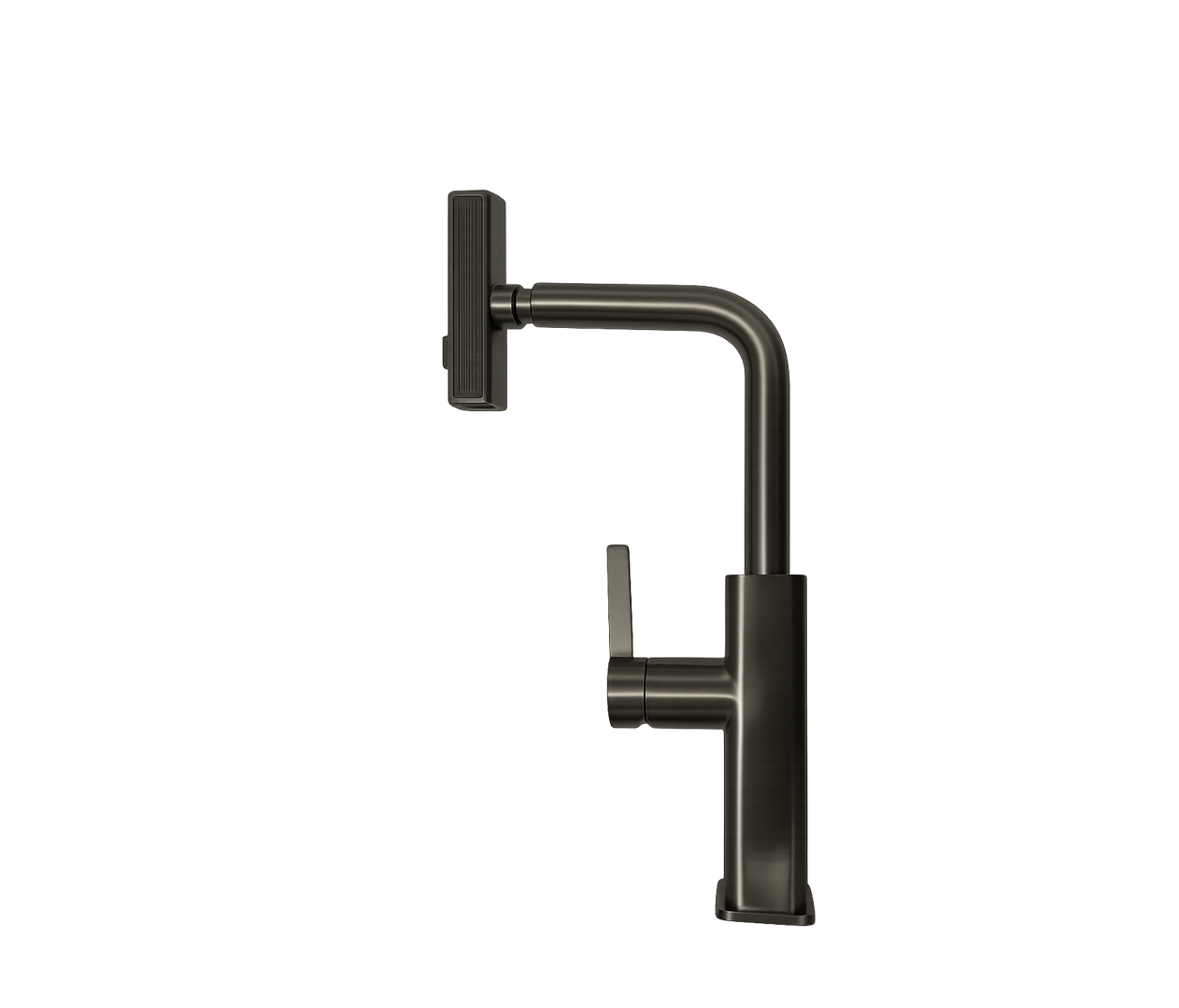 MONOMANDO DE FREGADERO CON CABEZAL ORIENTABLE TIPO BARRA Y CUELLO EN “L” GIRATORIO 360° EN ACABADO GUNMETAL FOLGVEX