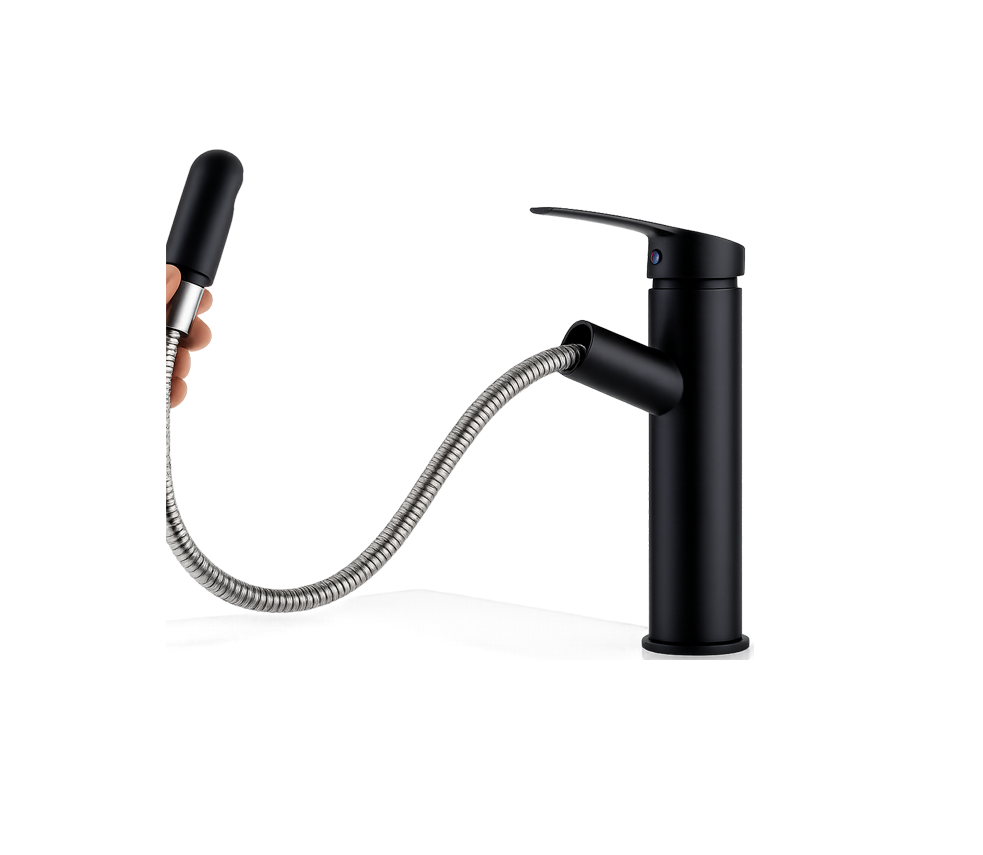 MONOMANDO PARA LAVABO CON DUCHA BIDET MANUAL FOLGVEX – NEGRO MATE