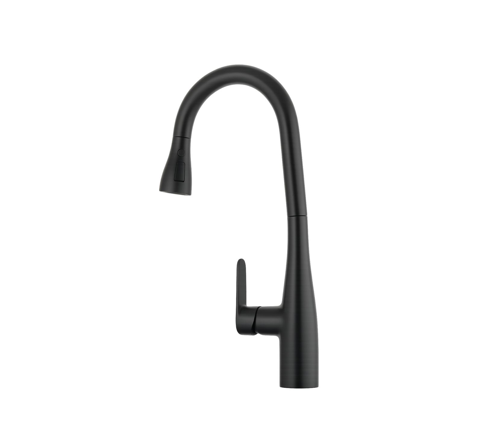 MONOMANDO DE FREGADERO DE ARCO ALTO CON CABEZAL EXTRAÍBLE GIRATORIO 360° EN ACABADO NEGRO MATE FOLGVEX