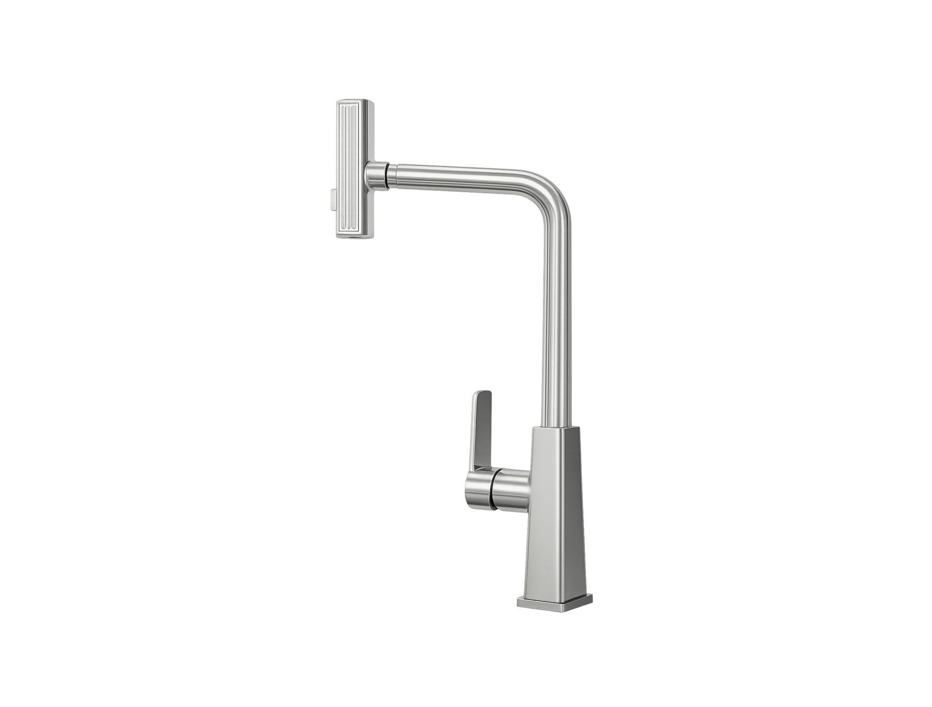 MONOMANDO DE FREGADERO CON CABEZAL ORIENTABLE TIPO BARRA Y CUELLO EN “L” GIRATORIO 360° EN ACABADO CEPILLADO FOLGVEX