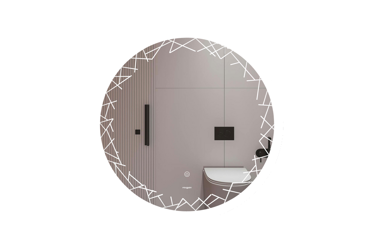 Espejo Redondo con LED Ø 70 cm, Diseño Esmerilado Lineal, Sistema Touch, 3 Temperaturas de Luz e Intensidad Regulable FOLGVEX®