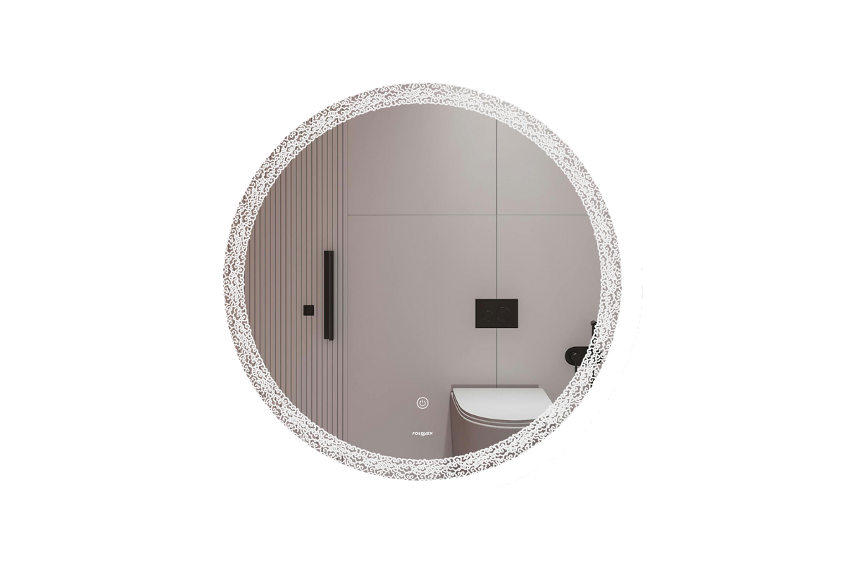 Espejo Redondo con LED Ø 70 cm, Diseño Esmerilado Tipo Nubes, Sistema Touch, 3 Temperaturas de Luz e Intensidad Regulable FOLGVEX®