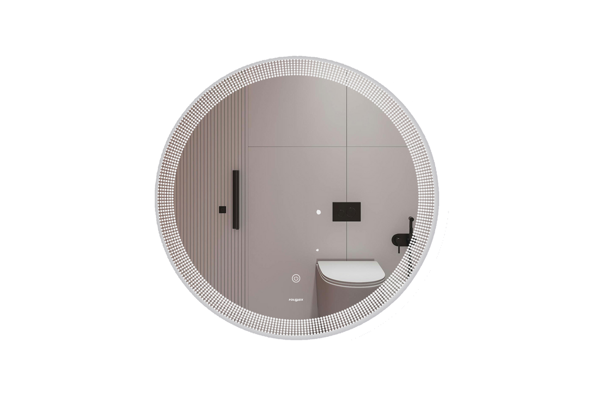 Espejo Redondo con LED Ø 70 cm, Diseño Esmerilado de Puntos, Sistema Touch, 3 Temperaturas de Luz e Intensidad Regulable FOLGVEX®