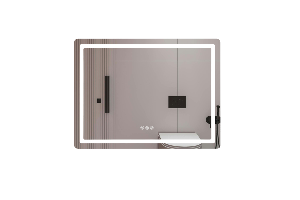 Espejo Rectangular Horizontal con LED 80 × 60 cm, Sistema Touch, Antivaho, 3 Temperaturas de Luz y Retroiluminación RGB FOLGVEX®