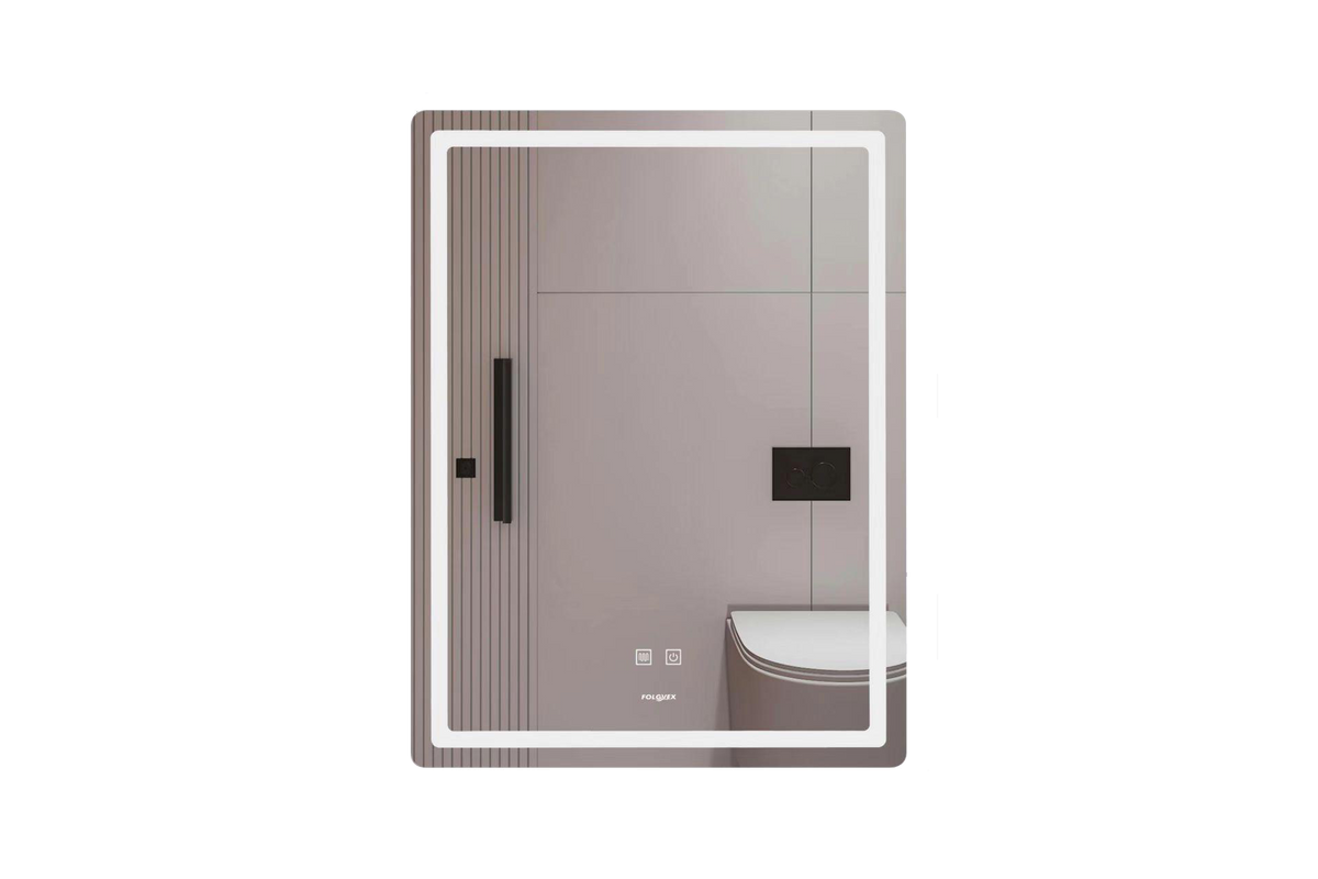 Espejo Rectangular con LED 60 × 80 cm, Sistema Touch, Antivaho, 3 Temperaturas de Luz e Intensidad Regulable FOLGVEX®
