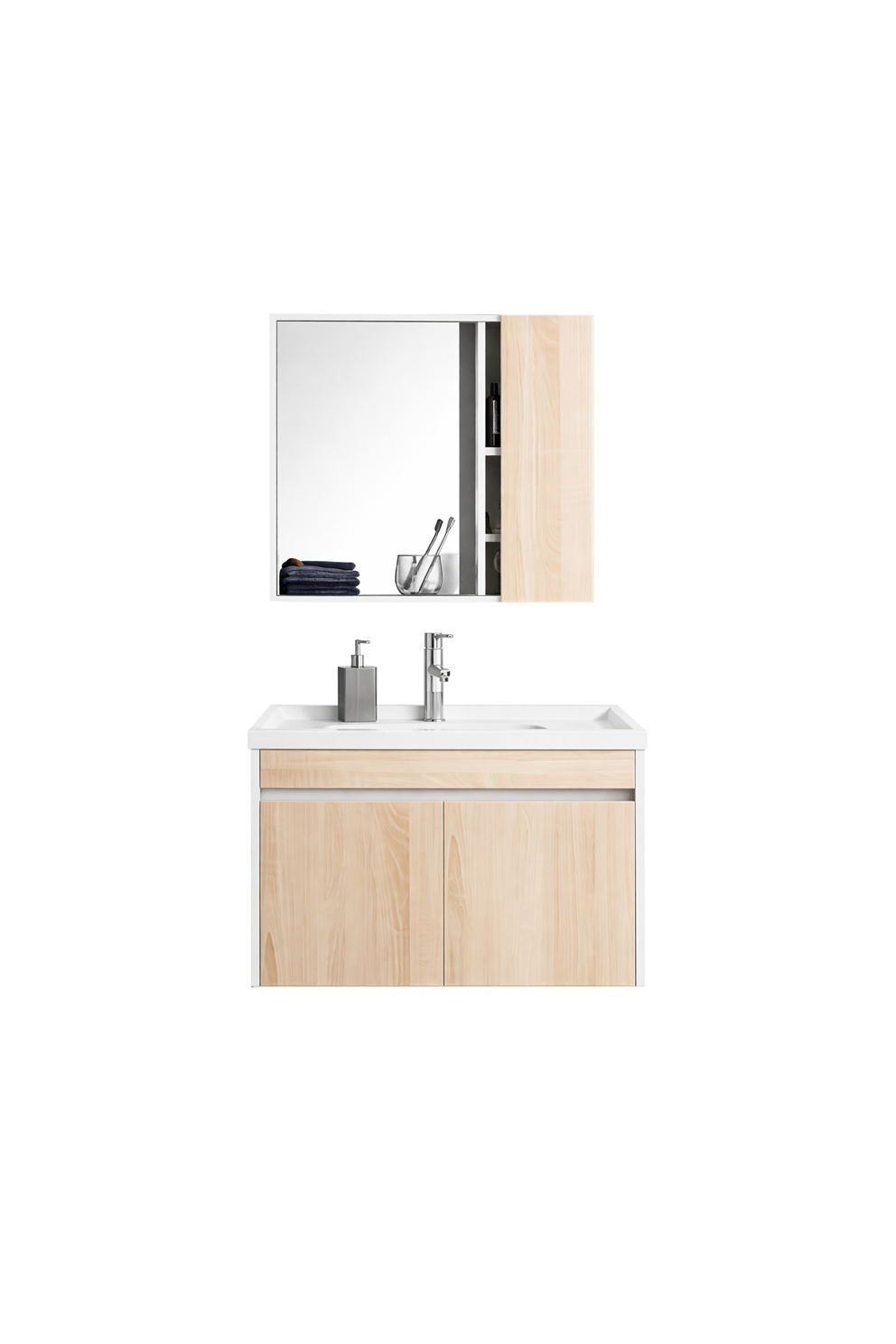 Mueble para Baño Flotante con Lavabo y Espejo con Estante 60 cm | FOLGVEX
