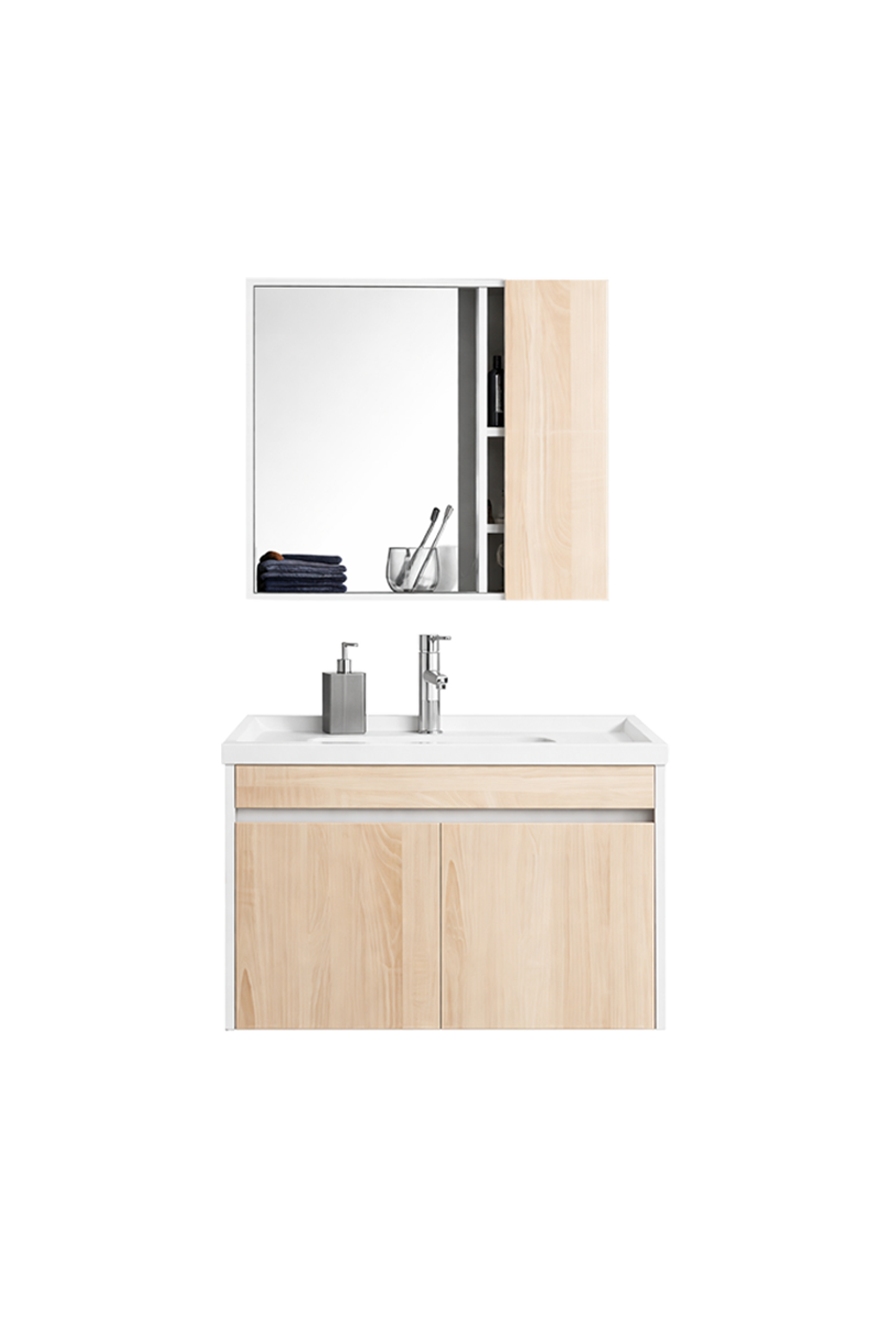 Mueble para Baño Flotante con Lavabo y Espejo con Estante 81 cm | FOLGVEX