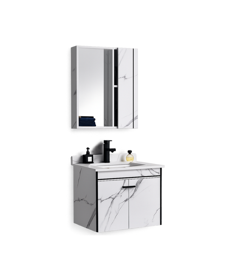Mueble para Baño Flotante con Lavabo y Espejo con Estante 60 cm | FOLGVEX