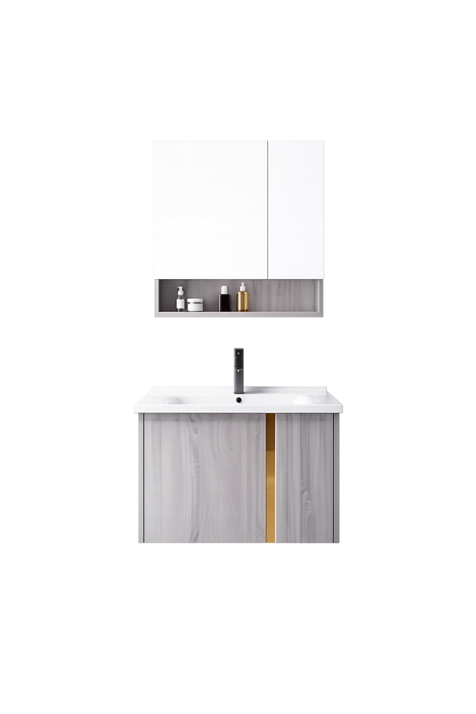 Mueble para Baño Flotante con Lavabo y Espejo con Estante 81 cm | FOLGVEX