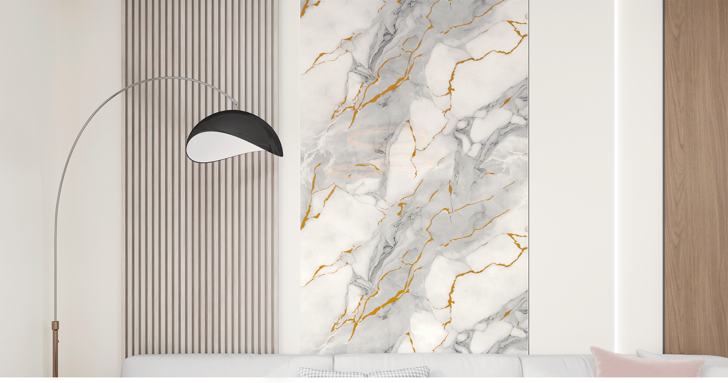 FOLGDECOR · LITHOS · CALACATTA AUREA · PANEL DECORATIVO