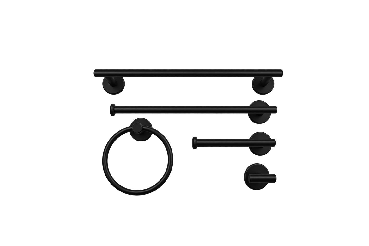 Juego de Accesorios para Baño 5 Piezas Negro Mate FOLGVEX®